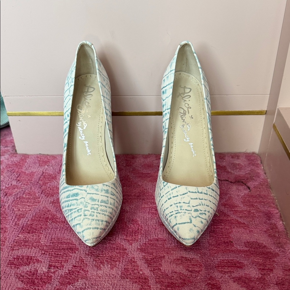Alice + Olivia Croc Effect Heels
